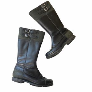 Ugg black leather tall lined  boots size 7